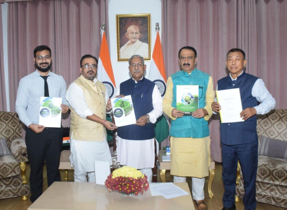 Governor Yadav along with other officials during the at Raj Bhavan in Kohima on July 11.